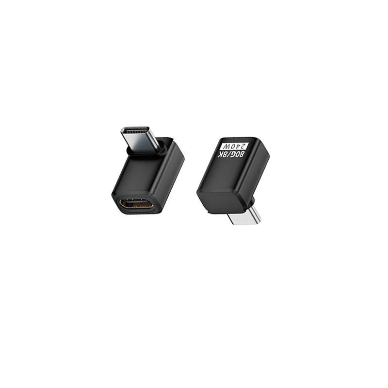 240W 80Gbps USB-C Buchse auf Stecker Adapter - Rechter Winkel, Schwarz (2er-Pack) Black