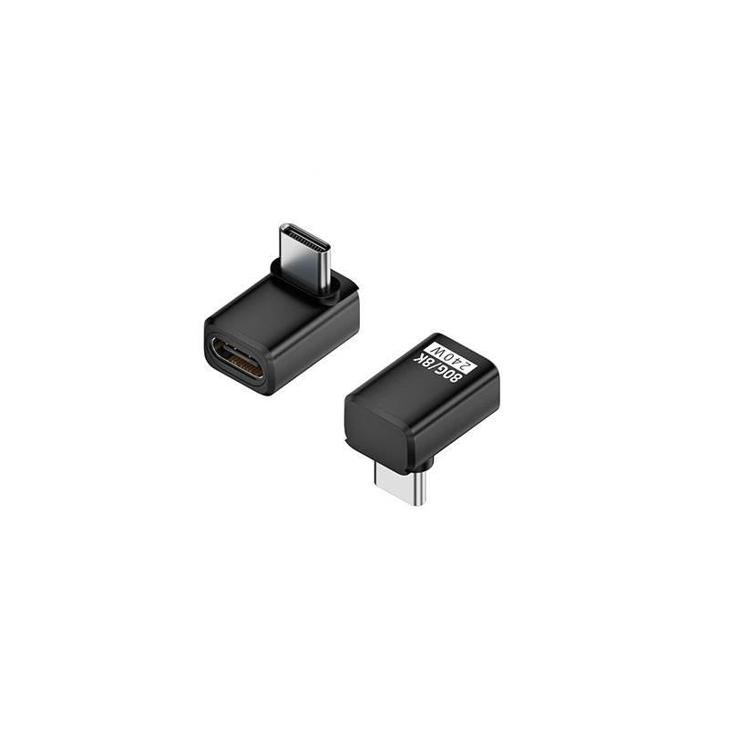 240W 80Gbps USB-C Buchse auf Stecker Adapter - Rechter Winkel, Schwarz (2er-Pack) Black