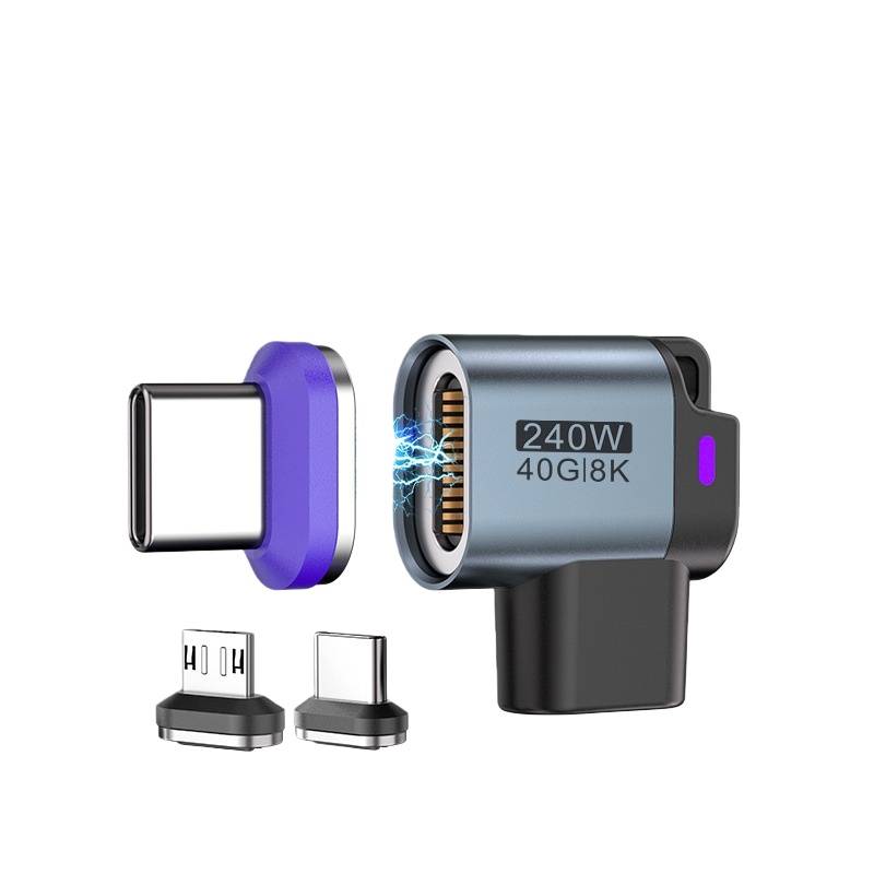 24-Pin T-förmiger 8K/40Gbps 240W Typ-C Adapter mit magnetischem Anschluss, kompatibel mit APPLE, Samsung, Huawei