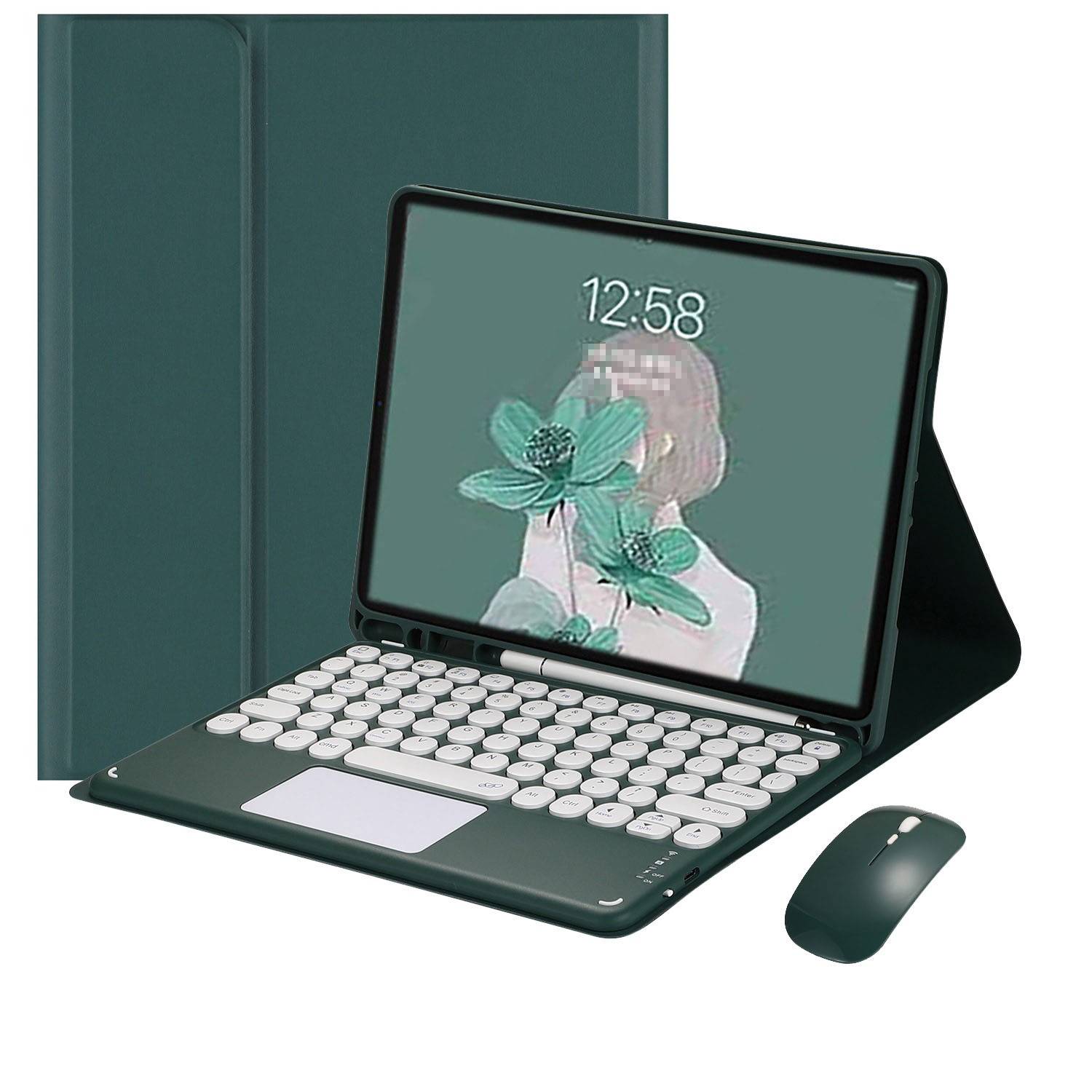 Bluetooth-Tastaturhülle – Tiefgrün mit verbessertem Touchpad, kompatibel mit Samsung Galaxy Tab S9 Ultra/S10 Ultra 14,6 Zoll
