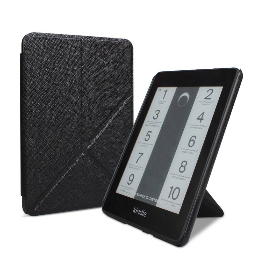 Schwarze faltbare hülle kompatibel mit Kindle 2024 (6 Zoll) - Smart Sleep, Stoßfest