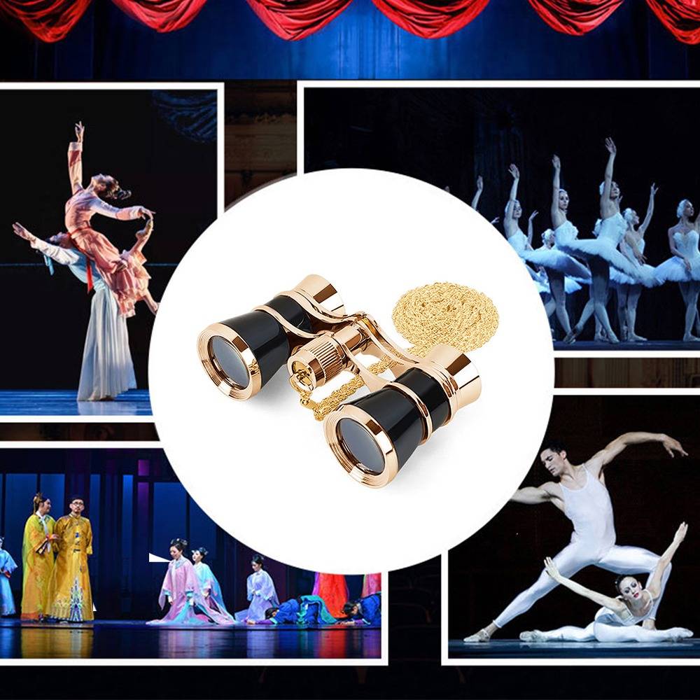 Schwarzes Kettenfernglas - 3x25mm Kompaktes Opernglas mit Edelstahlrahmen