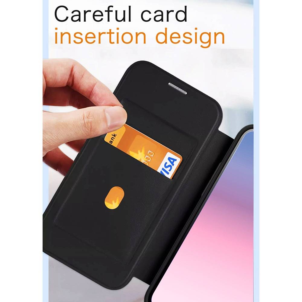 Schwarze magnetische -Brieftasche kompatibel mit iPhone 16 - RFID-Blockierung & Kartenhalter