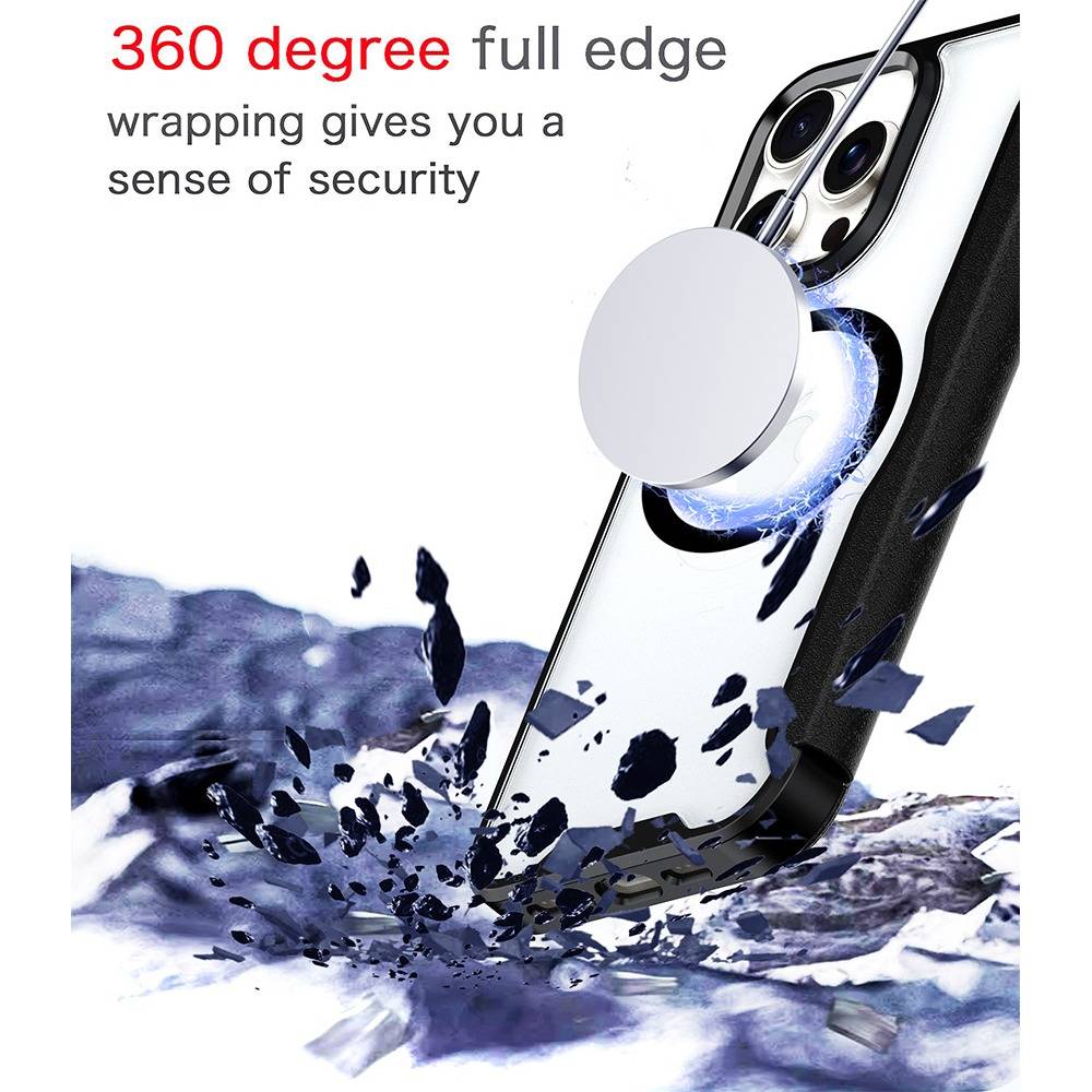 Schwarze magnetische -Brieftasche kompatibel mit iPhone 16 - RFID-Blockierung & Kartenhalter