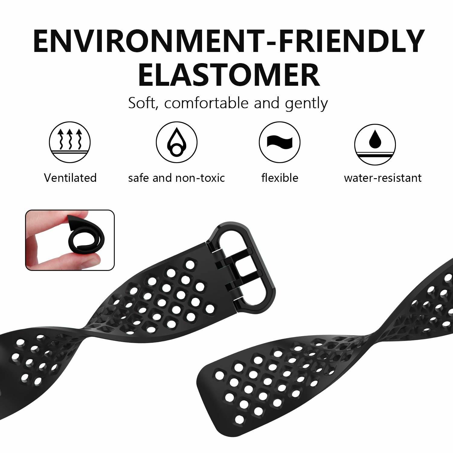 Fitbit Charge 3/4 Armband Elastomer (S) Black