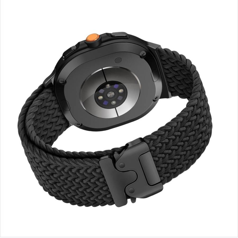 40/44mm Elastisches geflochtenes Nylon-Uhrenarmband mit Fallschirmschnalle, kompatibel mit Samsung Galaxy Watch 8 Classic Black