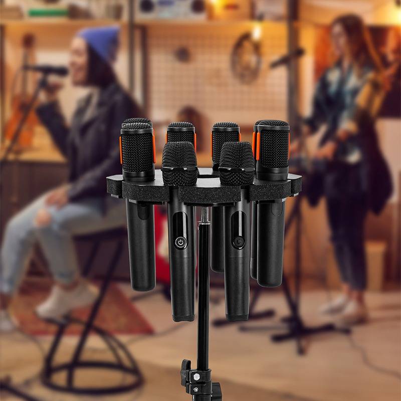 Multi-Mikrofonhalterung mit 8 Mikrofon-Aufbewahrungsschlitzen & Stativadapter