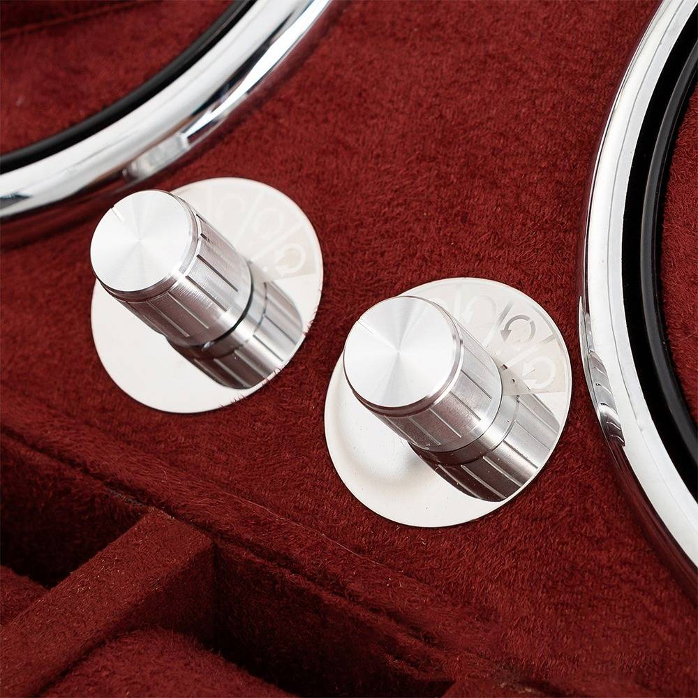 Automatischer Uhrenbeweger mit LED – Schwarzes Krokodilmuster & Weinrotes Interieur Red