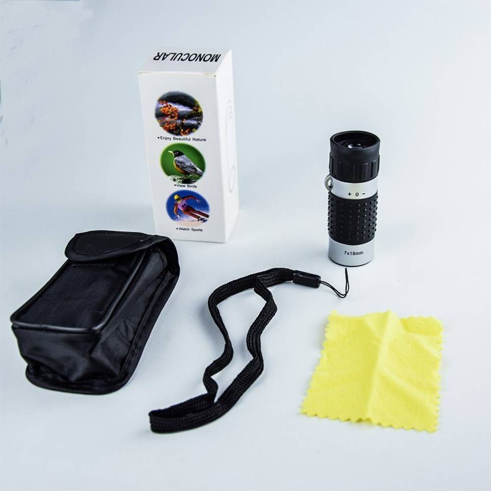 7x18 Monokular Teleskop mit Entfernungsmesser - Kompakt & Tragbar für Golf & Outdoor