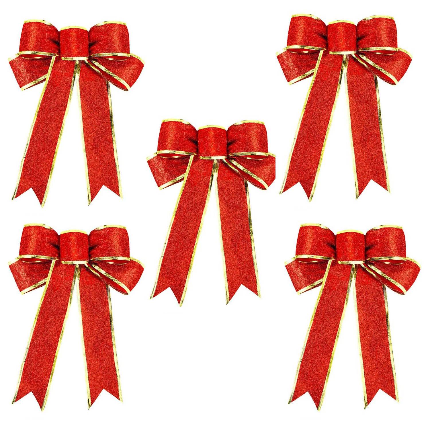 Dekoschleifen für Weihnachtsdekoration rot 5er-Pack