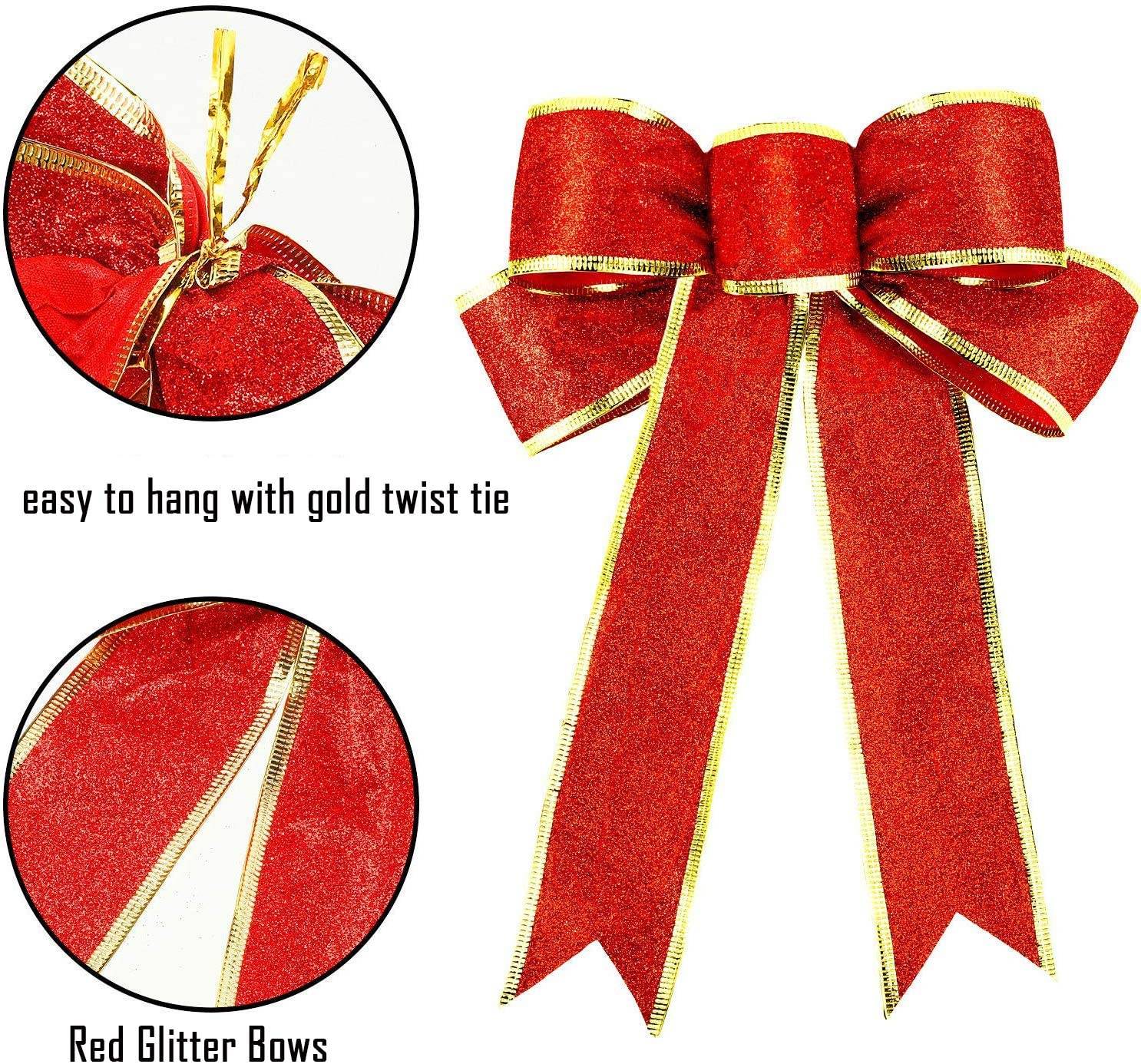 Dekoschleifen für Weihnachtsdekoration rot 5er-Pack