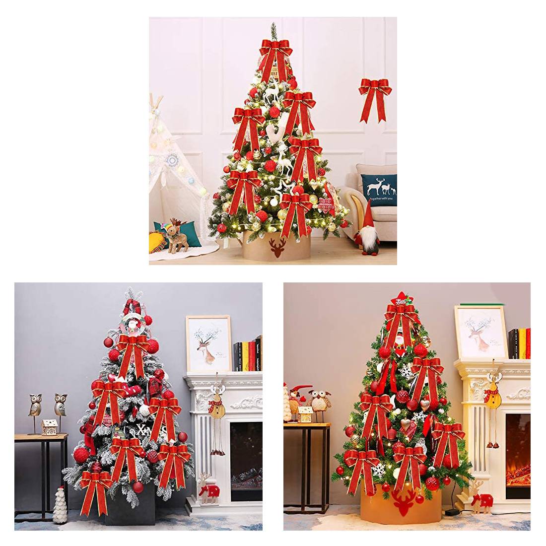 Dekoschleifen für Weihnachtsdekoration rot 5er-Pack