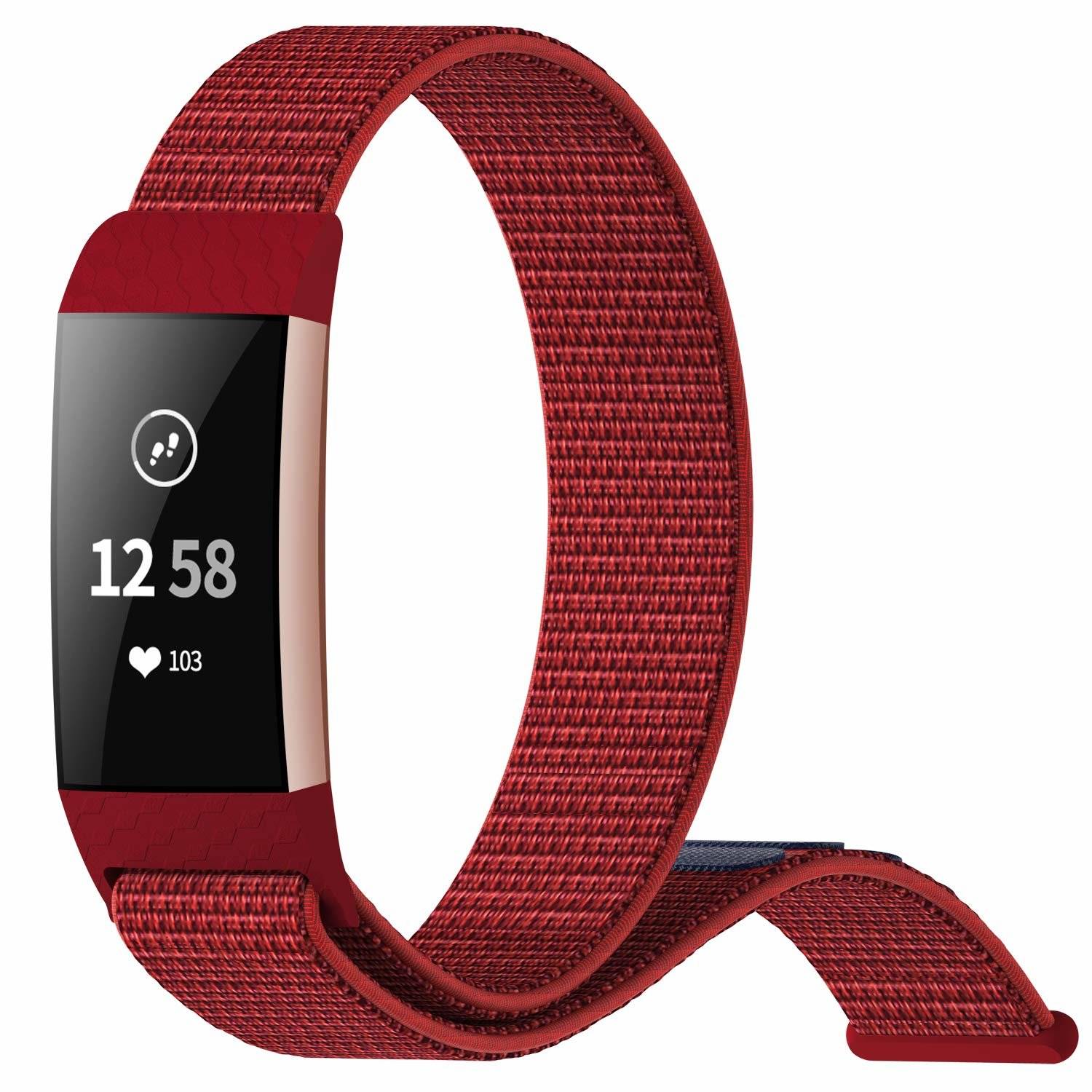 Fitbit Charge 3/4 Armband Nylon rot