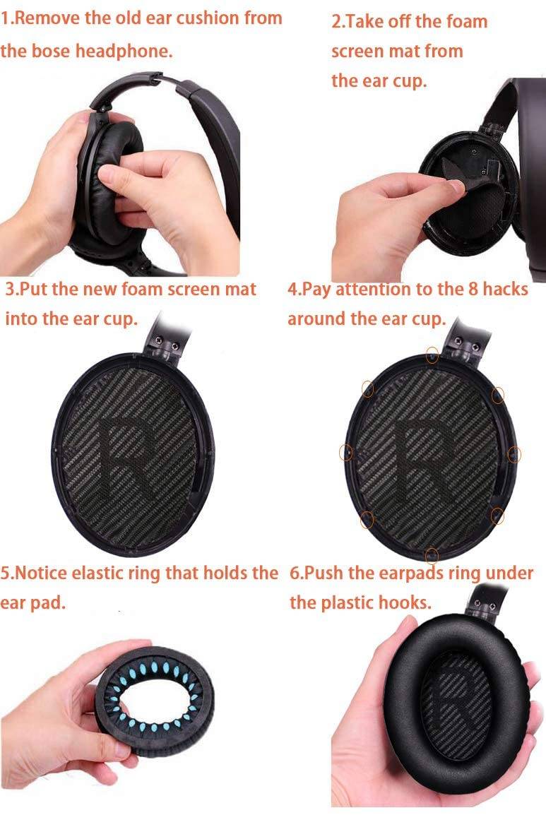 Ohrpolster für Bose QC35 i/ii, QC25, QC15, QC2 AE 2, AE 2i, AE 2w, SoundTrue, SoundLink DarkGrey