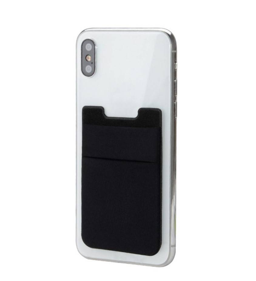 Selbstklebender Kartenhalter für Handy Lycra schwarz