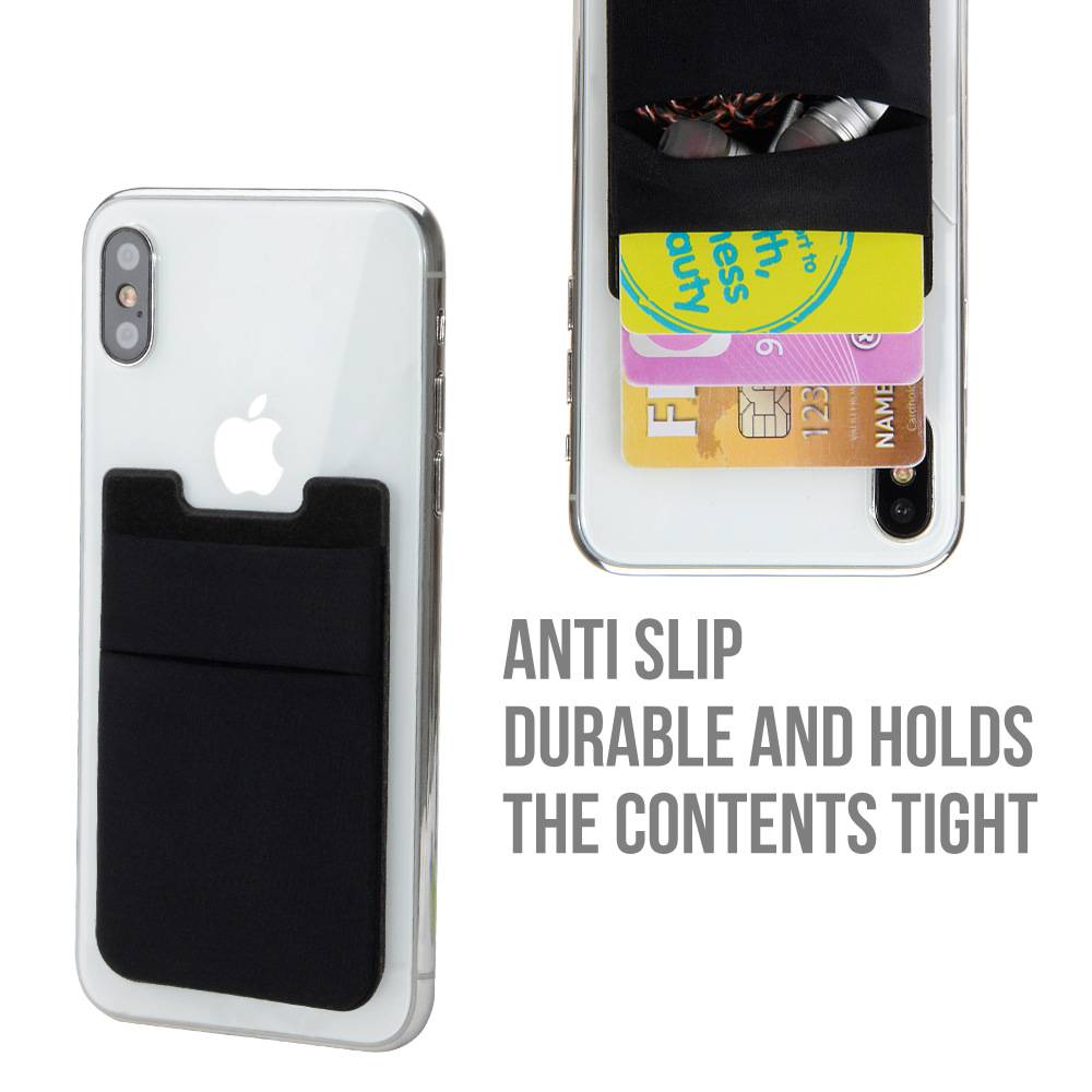 Selbstklebender Kartenhalter für Handy Lycra schwarz