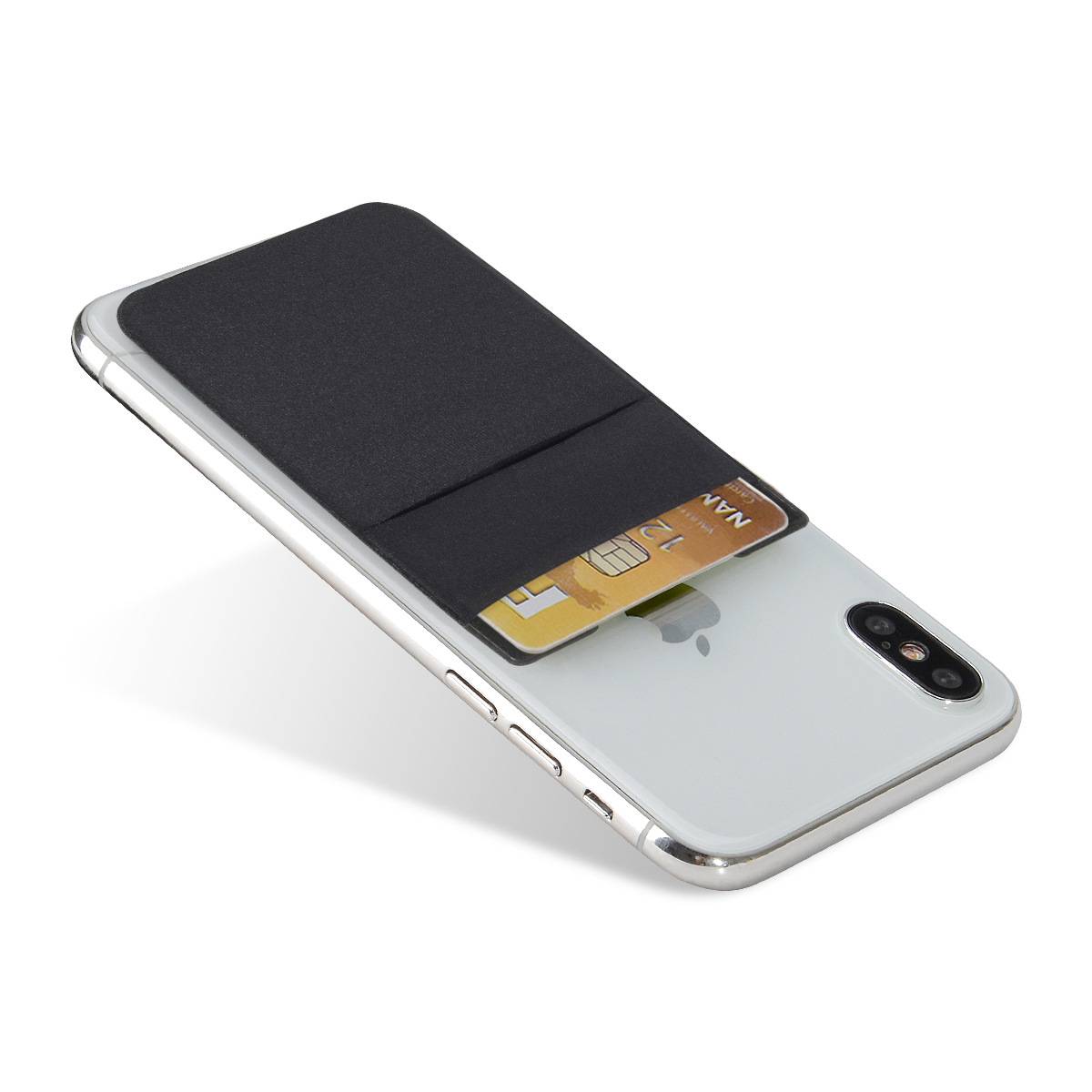 Selbstklebender Kartenhalter für Handy Lycra schwarz