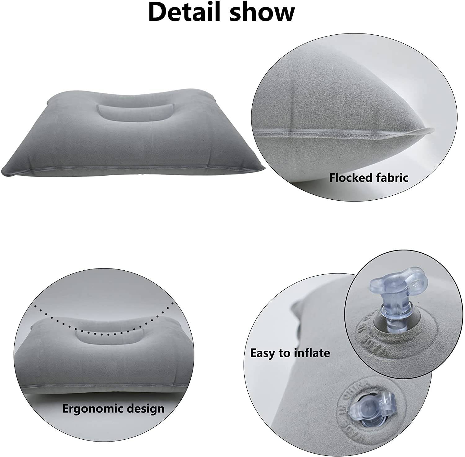 Aufblasbares Kissen Velours/PVC Grau