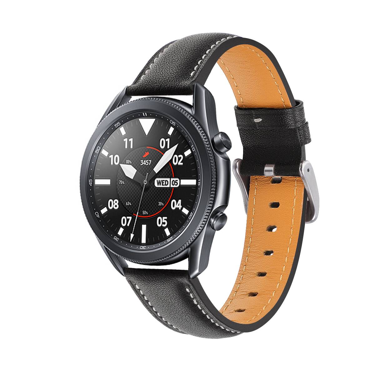 Armband Leder Lederarmband Kompatibel mit 41mm Samsung Galaxy Watch 3 Schwarz