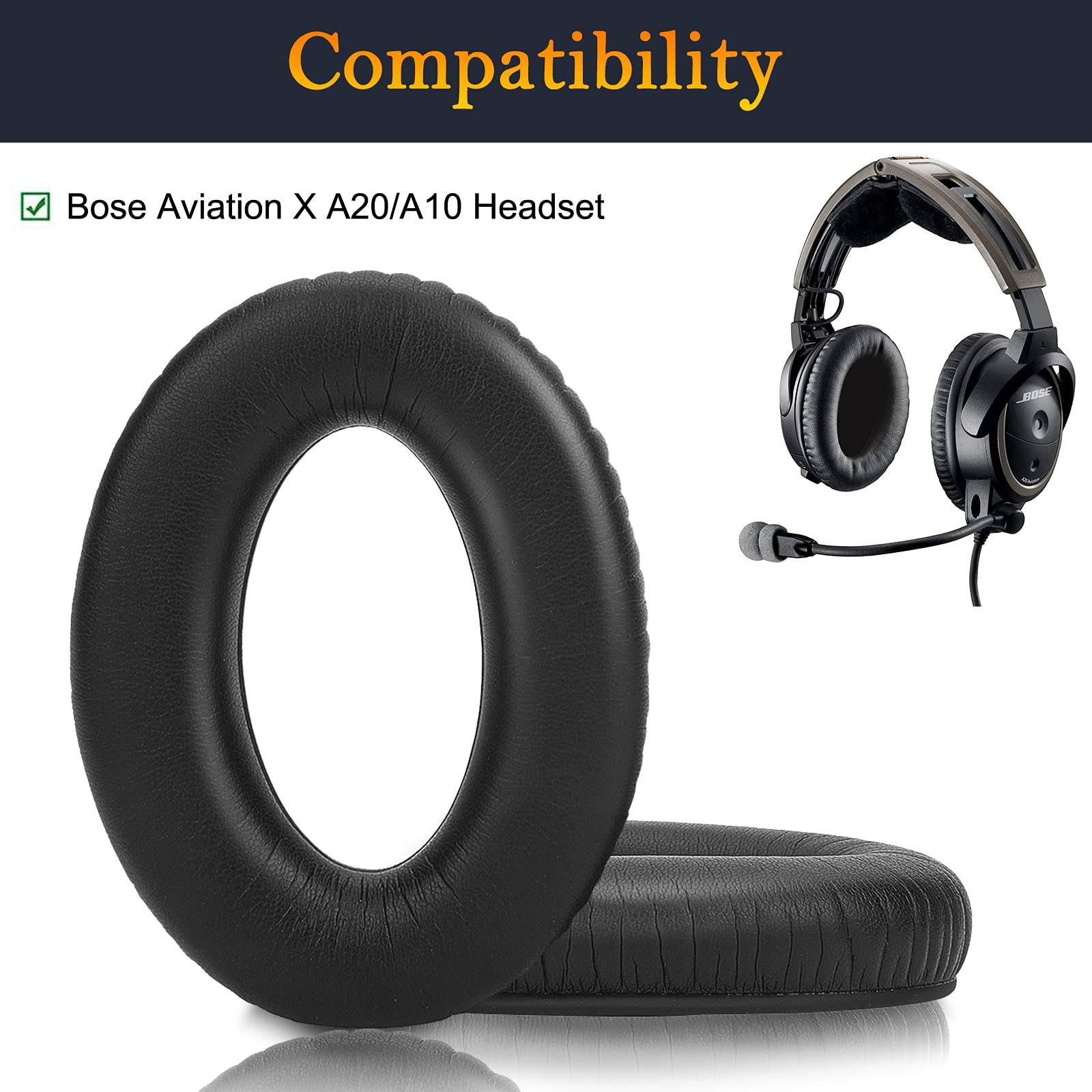 Ohrpolster für Bose Aviation X A20 / A10 Kunstleder Ear Pads schwarz 1 Paar