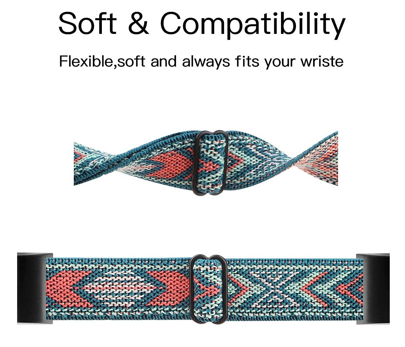 Fitbit Charge 5 Armband mit Flechtmuster Blau / Orange