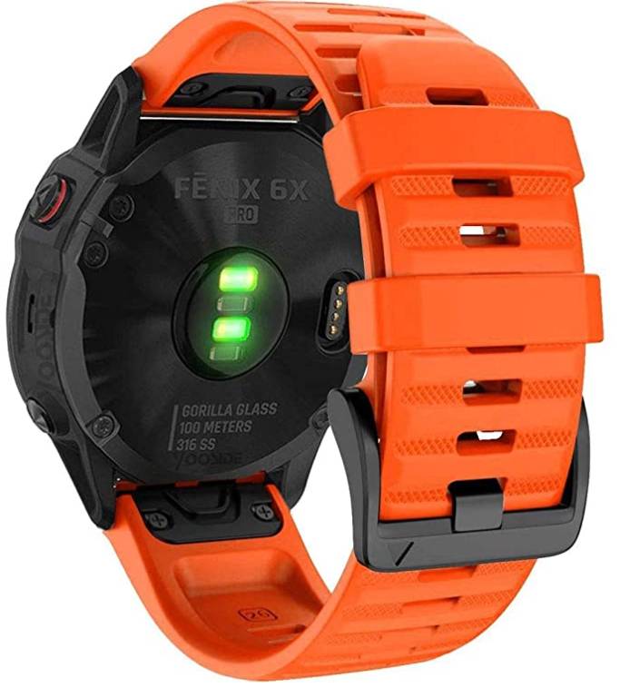 Garmin Armband 26 mm Fenix 6X / 5X Plus / 3HR / Descent MK1 Silikon Orange