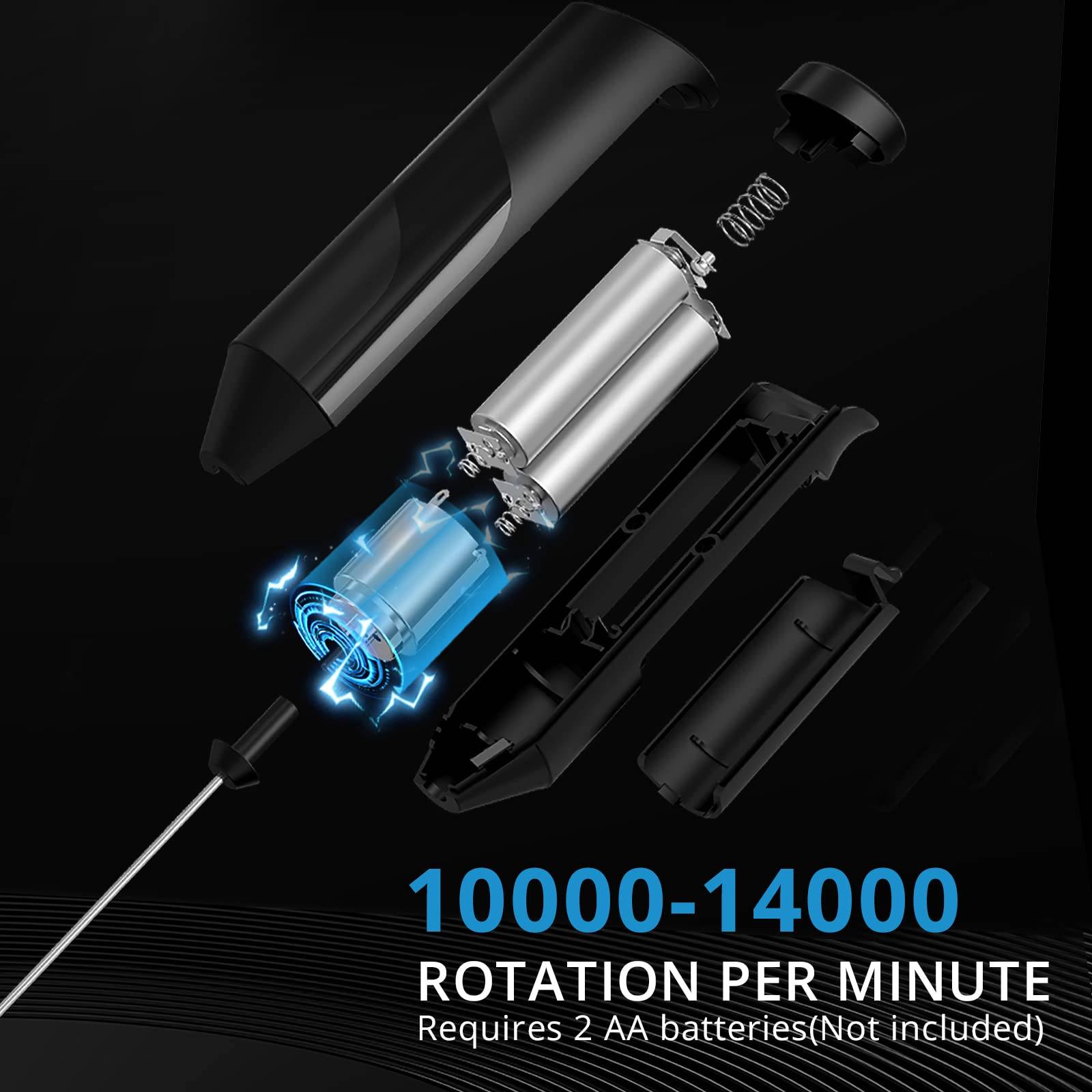 Handmilchaufschäumer ABS / Edelstahl Schwarz / Silber