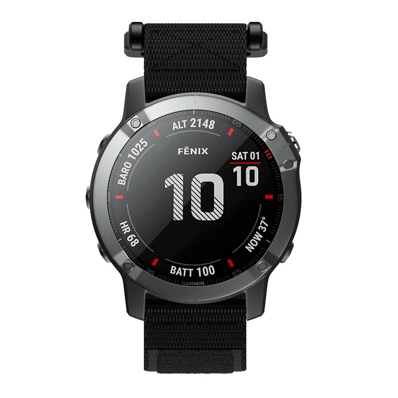 Uhrenarmband kompatibel mit Garmin Fenix 7/6/5 22 mm Nylon Black