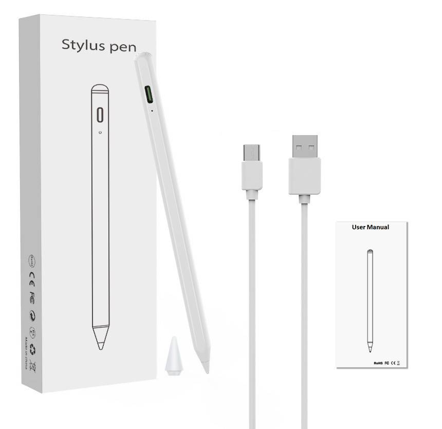 Wiederaufladbarer Stylus Eingabestift mit dünner Spitze 1,45 mm Weiß