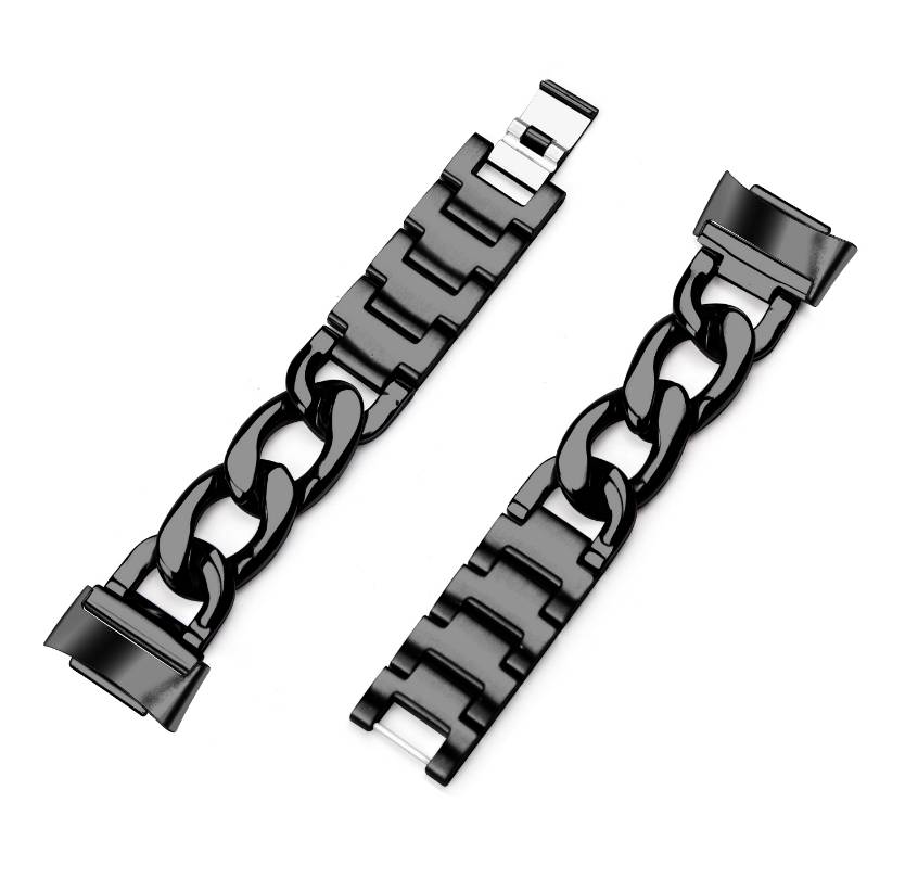 Armband kompatibel mit Fitbit Charge 5 Edelstahl Schwarz