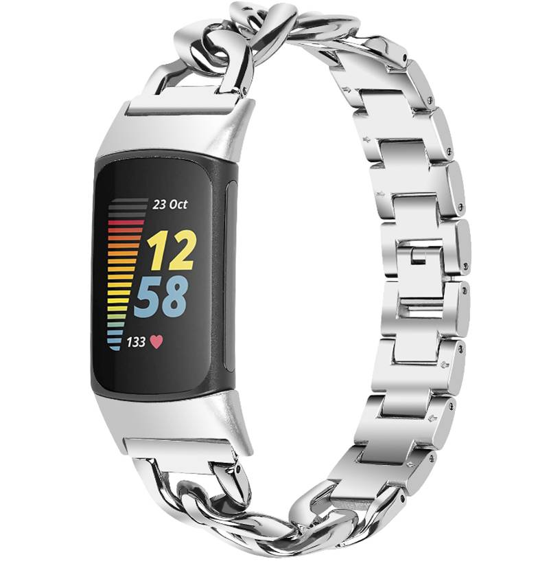 Armband kompatibel mit Fitbit Charge 5 Edelstahl Silber