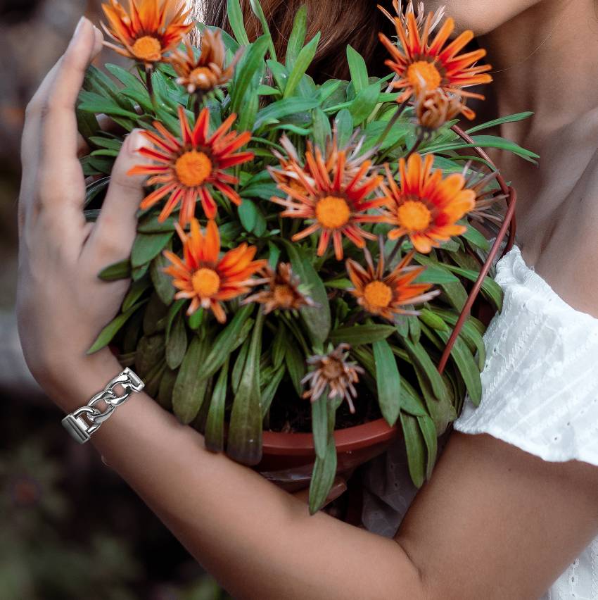 Armband kompatibel mit Fitbit Charge 5 Edelstahl Silber