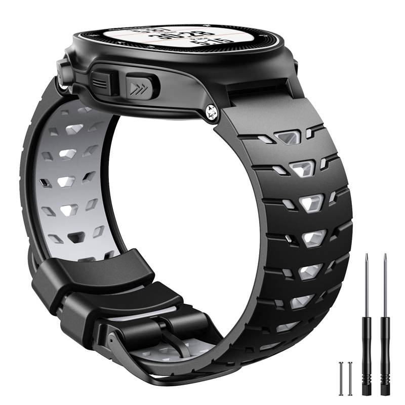 Uhrenarmband für Garmin Forerunner 630 Silikon Schwarz / Grau