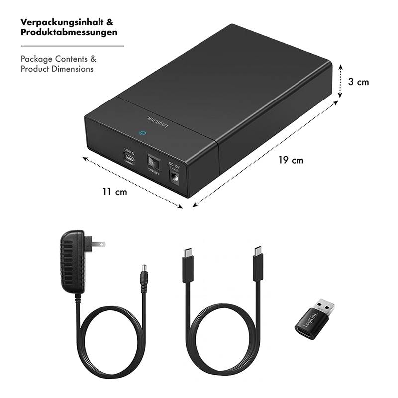 LOGILINK Festplattengehäuse UA0460 SATA HDD/SSD USB-C