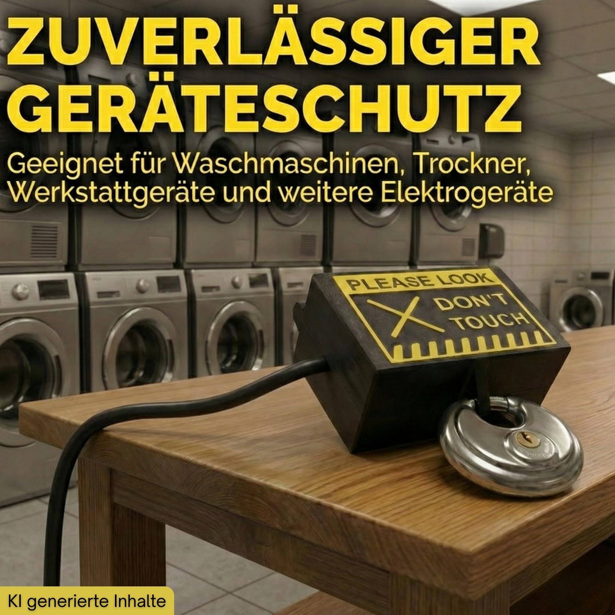 Steckerschloss Waschmaschine I Made in Germany I Steckersafe Sicherheitsbox passend für Schukostecker & Eurostecker Schutz vor unberechtigtem