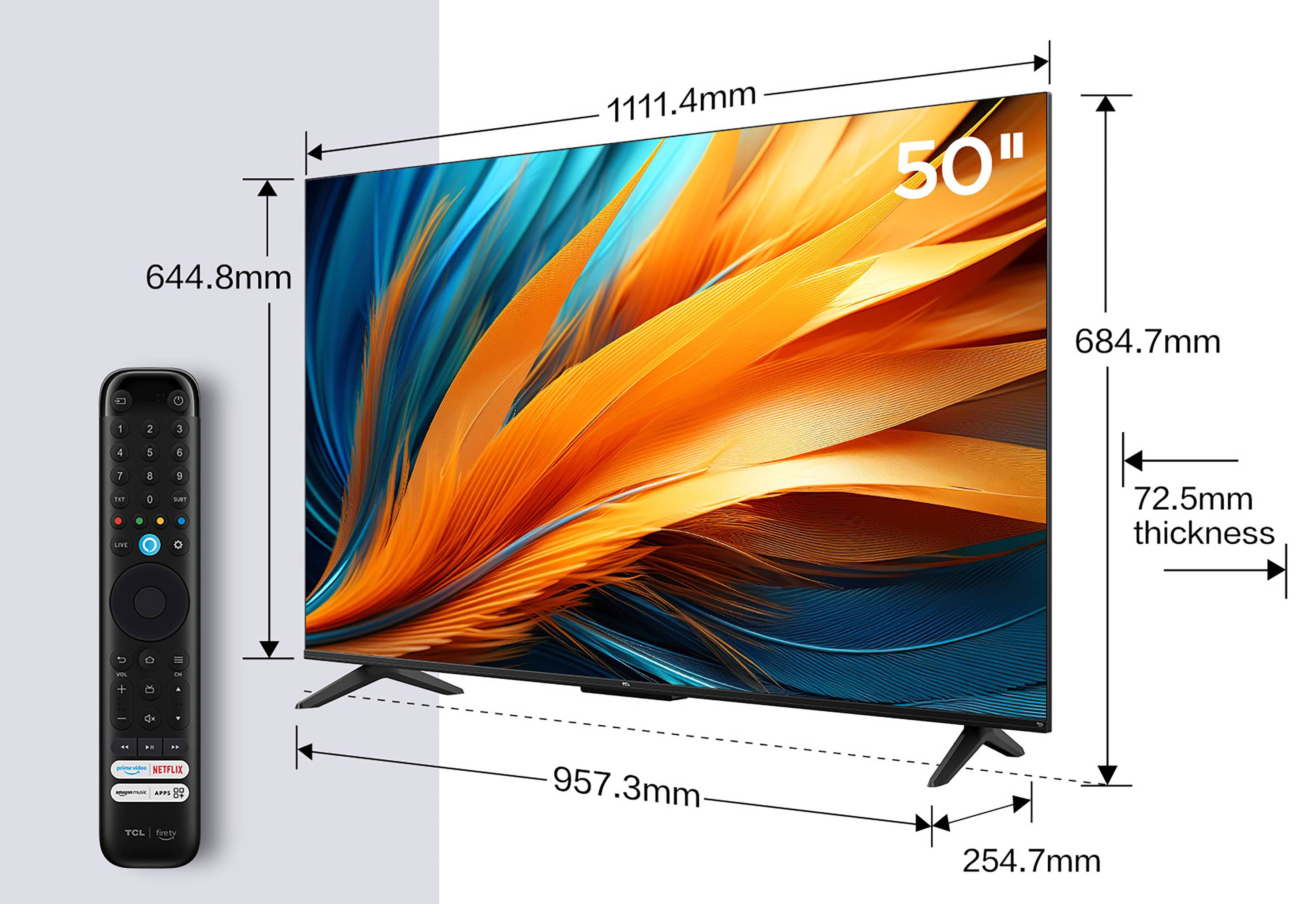 TCL 50PF650 Fernseher 50 Zoll Fire TV 4K UHD Smart TV, HDR Dolby Vision, Alexa, Triple-Tuner (2026)