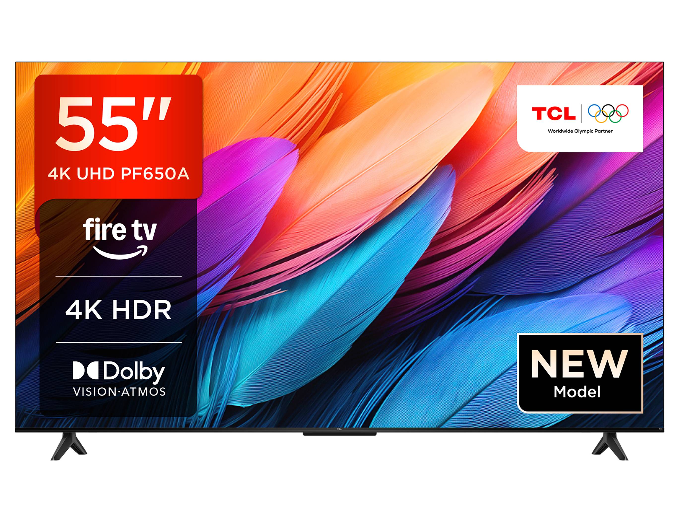 TCL Fernseher 55 Zoll Fire TV 4K UHD Smart TV HDR Dolby Vision & Atmos Alexa Triple-Tuner 55PF650A
