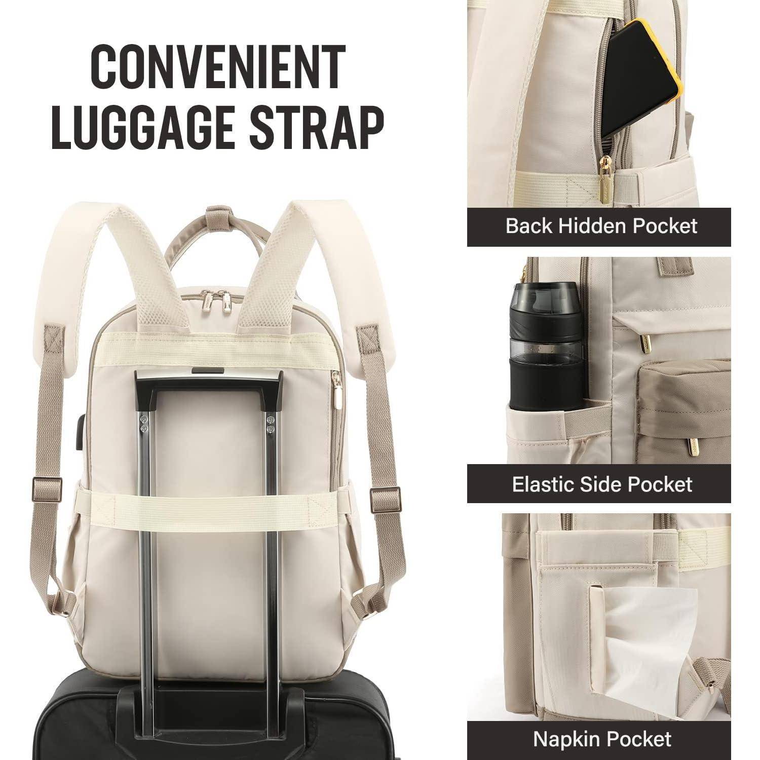 Rucksack Damen 15,6 Zoll Laptop Wasserdicht USB Anschluss Khaki