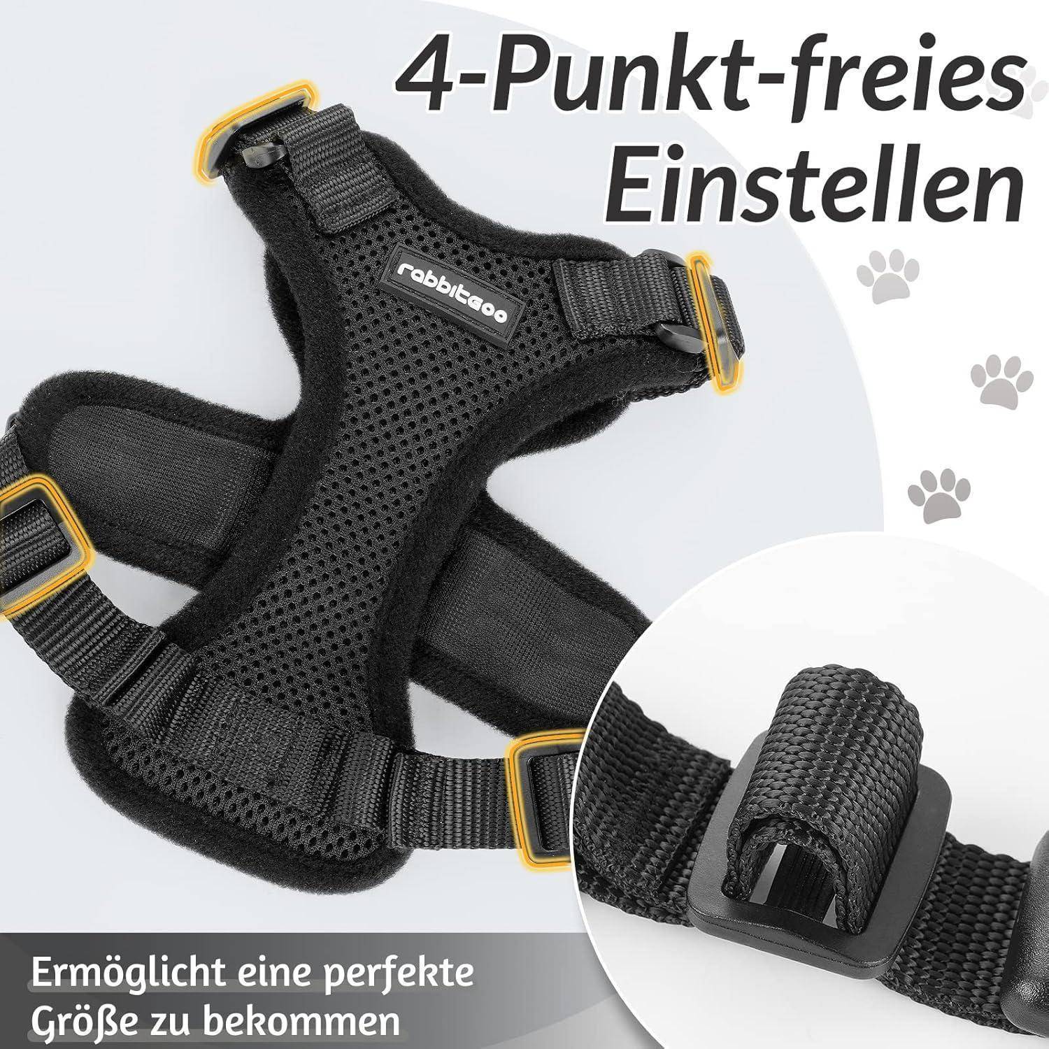 rabbitgoo Katzengeschirr mit Leine Softgeschirr für Katze Brustgeschirr Cat Harness Katzengarnitur Ausbruchsicher Verstellbar Katzenweste Schwarz