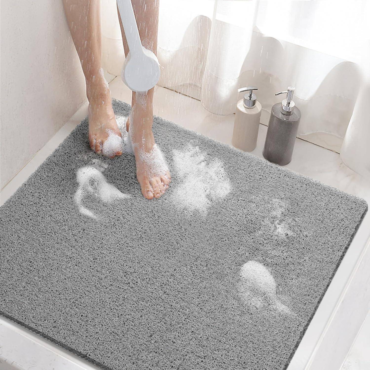 Duschmatte rutschfest 60x60cm PVC-Luffa Badewannenmatte Grau