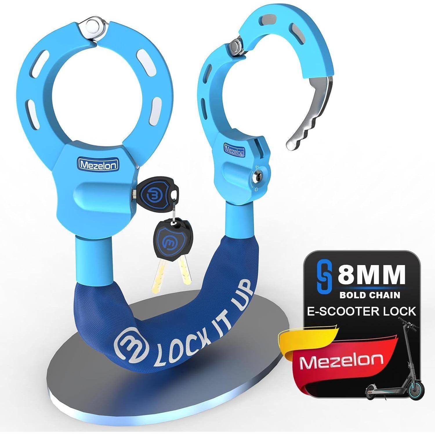 E Scooter Schloss 8mm Hochsicherheits Handschellenschloss Blau