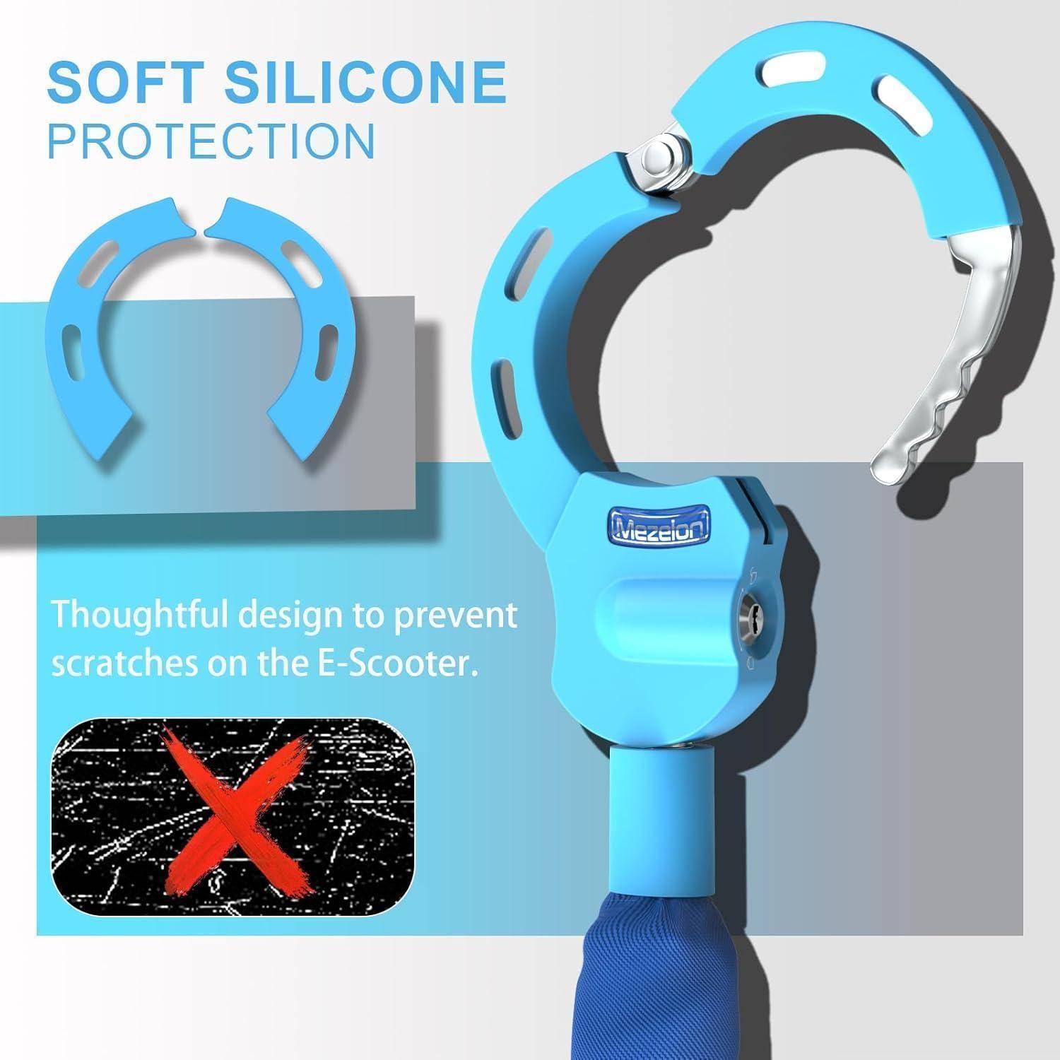 E Scooter Schloss 8mm Hochsicherheits Handschellenschloss Blau