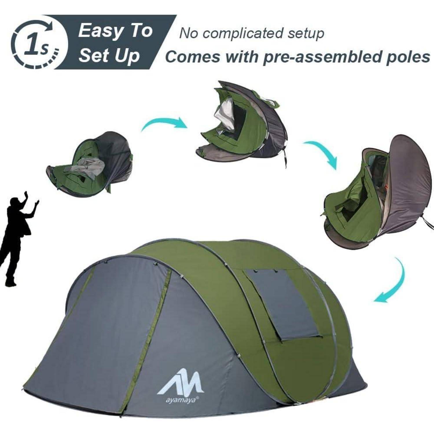 Zelt 4-6 Personen Wasserdicht Pop up Zelte Familienzelt mit Vorraum