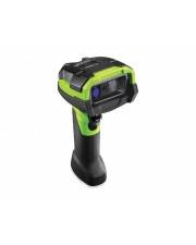 Ein tragbarer Barcodescanner mit schwarzem und grünem Design.