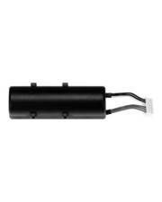 Schwarzer zylindrischer Batteriehalter mit Drähten und einem weißen Stecker, der daran befestigt ist.