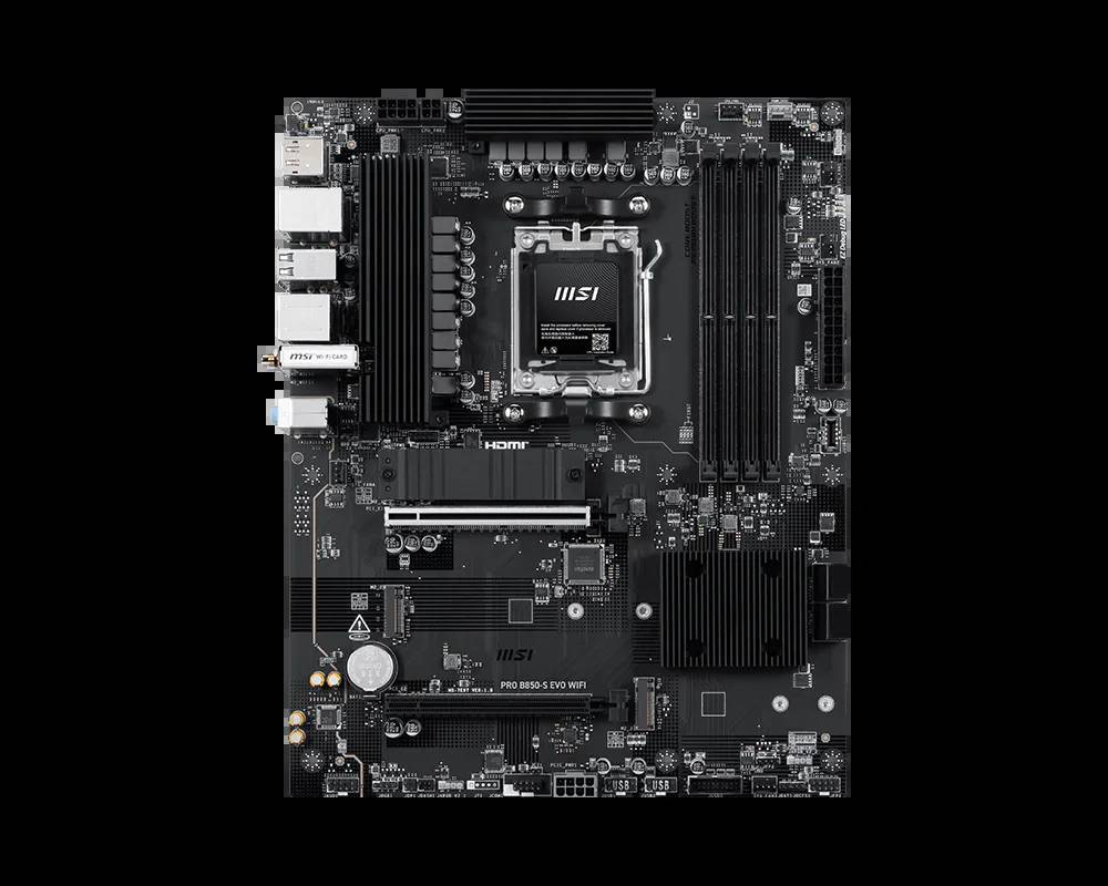 MSI PRO B850-S EVO WIFI - Motherboard - ATX - Socket AM5 - AMD B850 Chipsatz - USB-C 3.2 Gen2, USB 3.2 Gen 1, USB 3.2 Gen 2 - 5 Gigabit Ethernet