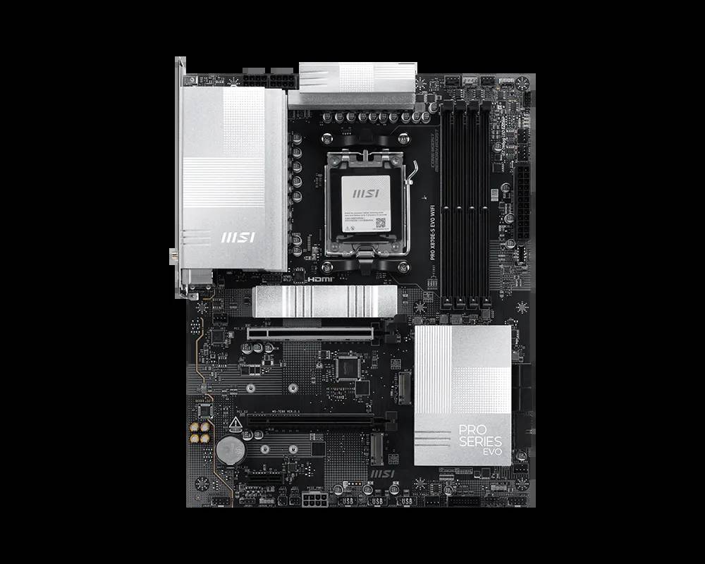 MSI PRO X870E-S EVO WIFI - Motherboard - ATX - Socket AM5 - AMD X870E Chipsatz - USB-C 3.2 Gen 2x2, USB-C 3.2 Gen2, USB 3.2 Gen 2, USB 3.2 Gen