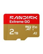 SanDisk Extreme GO 2 TB microSD-Karte mit V30-, U3- und A2-Geschwindigkeitseinstufungen.