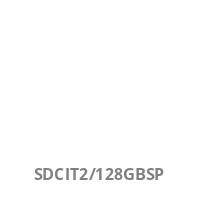 Weißes Etikett mit grauem Text „SDCIT2/128GBSP