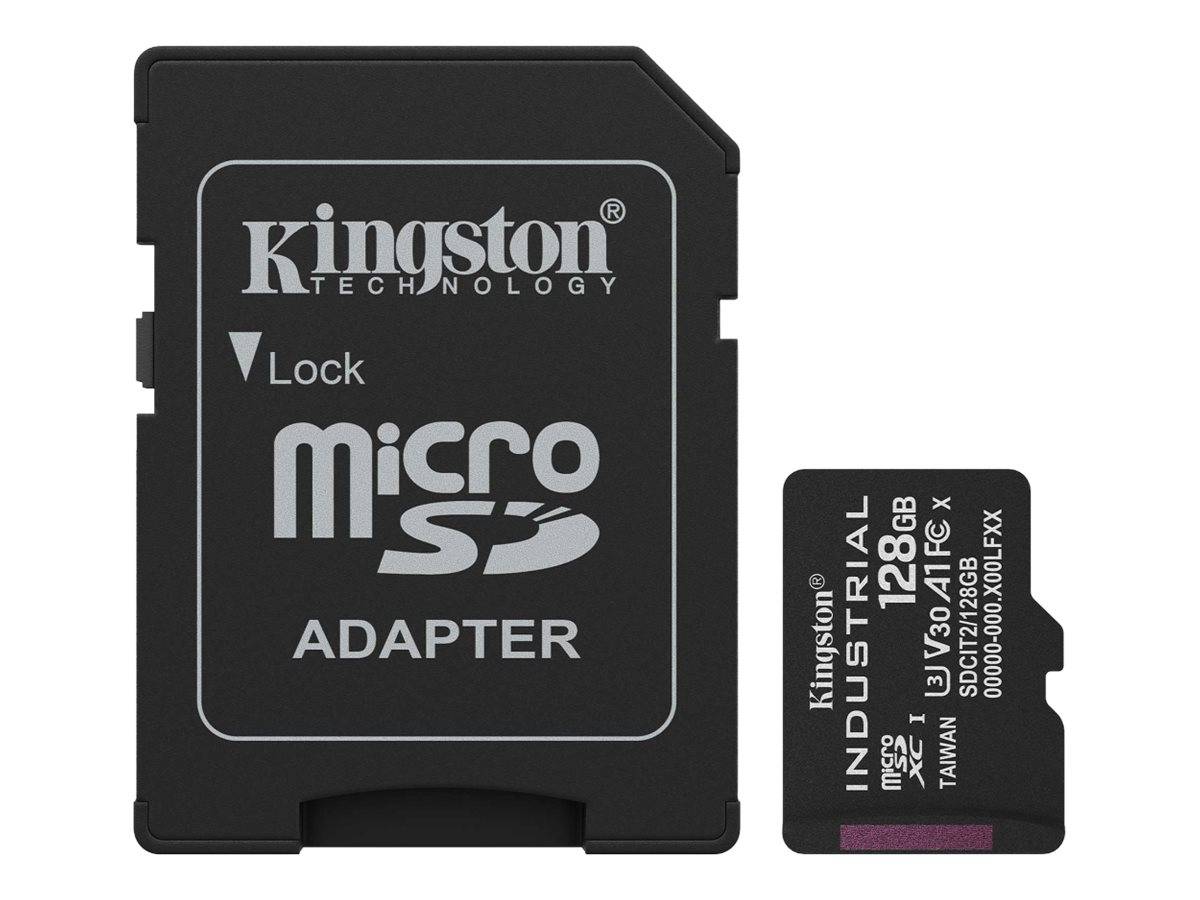 Kingston microSD-Karte und Vollformat-SD-Adapter nebeneinander angezeigt, gekennzeichnet mit „Sperre